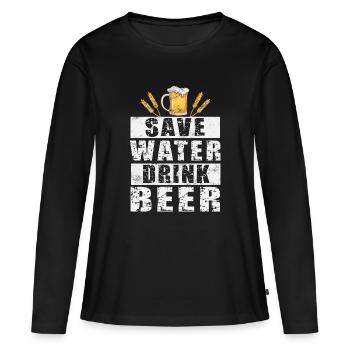 Bière - T-shirt manches longues Premium bio Femme - noir - Devant - Julia (174cm)