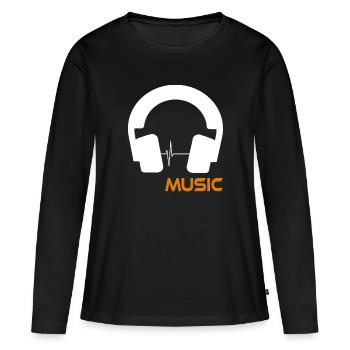Musikwellen-Headset-Logo - Frauen Premium Bio Langarmshirt - Schwarz - Vorne - Julia (174cm)