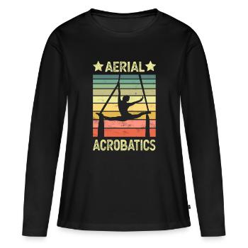 Acrobaties aériennes en tissu vertical - T-shirt manches longues Premium bio Femme - noir - Devant - Julia (174cm)