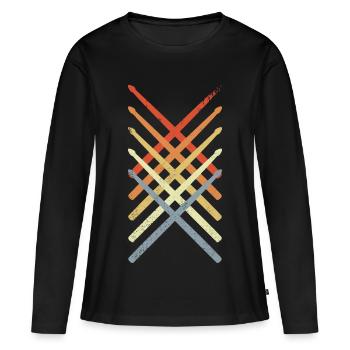 Drumsticks Drawing - Women's Premium Organic Long Sleeve Shirt - black - Front - Julia (174cm)