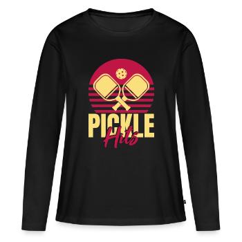 Pickleball Hits - Frauen Premium Bio Langarmshirt - Schwarz - Vorne - Julia (174cm)