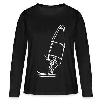 Croquis de planche à voile - T-shirt manches longues Premium bio Femme - noir - Devant - Julia (174cm)
