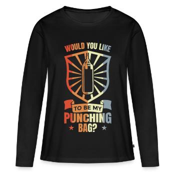 Blague sur le sac de frappe - T-shirt manches longues Premium bio Femme - noir - Devant - Julia (174cm)
