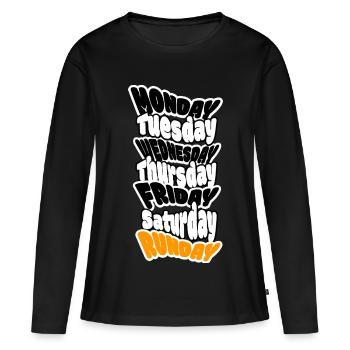 LE DIMANCHE, C’EST LE JOUR DE LA COURSE. Longue course ou grasse matinée ? - T-shirt manches longues Premium bio Femme - noir - Devant - Julia (174cm)