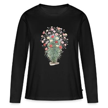 Romantischer Nelkenstrauß - Frauen Premium Bio Langarmshirt - Schwarz - Vorne - Julia (174cm)