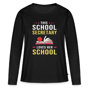 Secrétaire de l’école Secrétaire de l’école - T-shirt manches longues Premium bio Femme - noir - Devant - Julia (174cm)