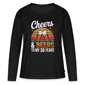 Cheers & Beers pour fêter mes 30 ans - T-shirt manches longues Premium bio Femme - noir - Devant - Julia (174cm)