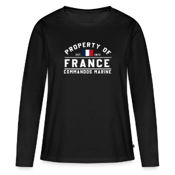 Propriété de France Commandos Marine - T-shirt manches longues Premium bio Femme - noir - Devant - Julia (174cm)