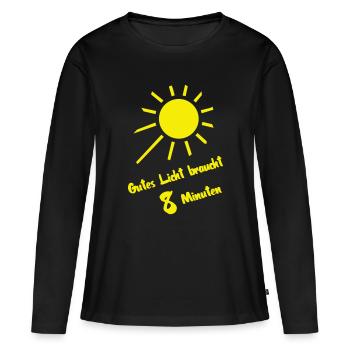 Bonne lumière - T-shirt manches longues Premium bio Femme - noir - Devant - Julia (174cm)