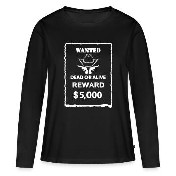 WANTED - Frauen Premium Bio Langarmshirt - Schwarz - Vorne - Julia (174cm)