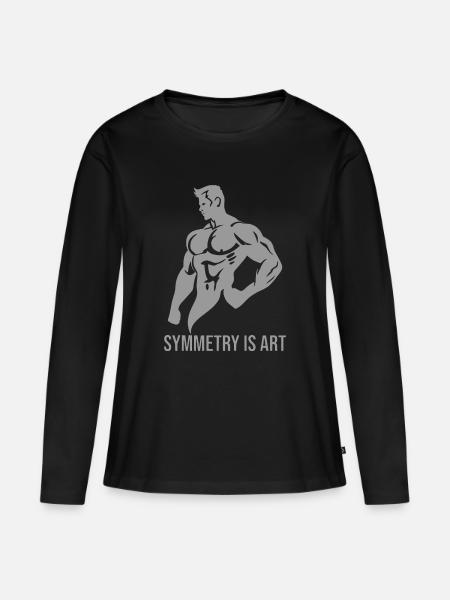 Symmetrie ist Kunst Silber-Ära Bodybuilding-Motivation - Frauen Premium Bio Langarmshirt - Schwarz