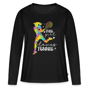 This Girl Loves Tennis Splash - Women's Premium Organic Long Sleeve Shirt - black - Front - Julia (174cm)