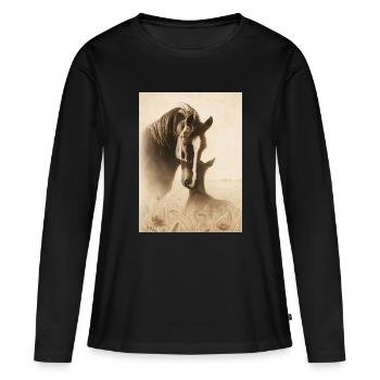 Miracle du rêve - T-shirt manches longues Premium bio Femme - noir - Devant - Julia (174cm)