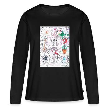 Blanc fou - T-shirt manches longues Premium bio Femme - noir - Devant - Julia (174cm)
