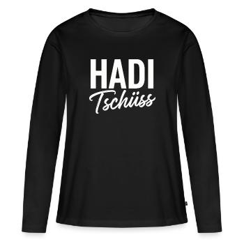 Hadi Bye - T-shirt manches longues Premium bio Femme - noir - Devant - Julia (174cm)