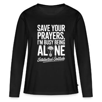 Seul avec la solitude intellectuelle - T-shirt manches longues Premium bio Femme - noir - Devant - Julia (174cm)