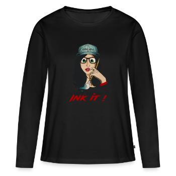 Snapback fille vierge - T-shirt manches longues Premium bio Femme - noir - Devant - Julia (174cm)