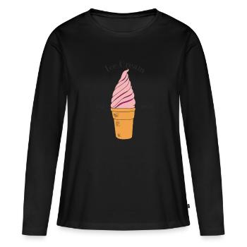 Crème glacée - T-shirt manches longues Premium bio Femme - noir - Devant - Julia (174cm)