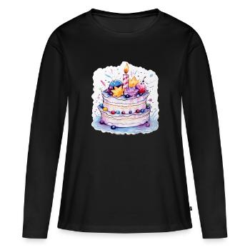 Torte - Frauen Premium Bio Langarmshirt - Schwarz - Vorne - Julia (174cm)