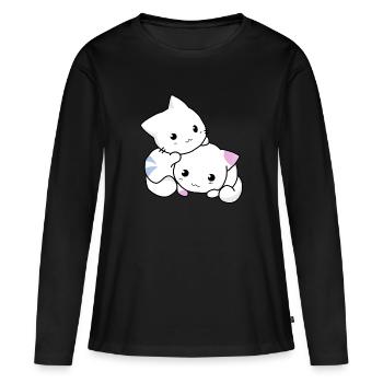chatons - T-shirt manches longues Premium bio Femme - noir - Devant - Julia (174cm)