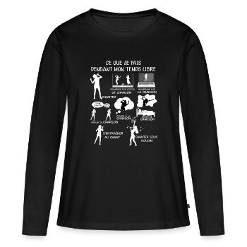 Chanteur Cadeau Humour Chanson - T-shirt manches longues Premium bio Femme - noir - Devant - Julia (174cm)