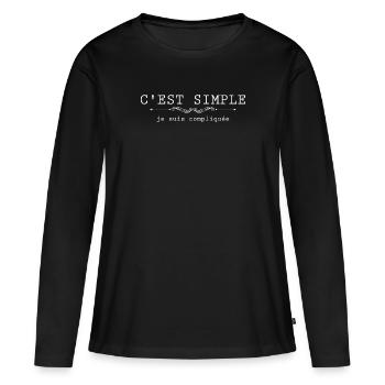 C'est Simple Je Suis Compliquée idée Cadeau Femme - T-shirt manches longues Premium bio Femme - noir - Devant - Julia (174cm)