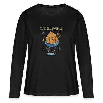 SKA-TOLOGICAL - T-shirt manches longues Premium bio Femme - noir - Devant - Julia (174cm)