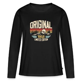 Nostalgisches 1958 Geburtstagsgeschenk 1958 - Frauen Premium Bio Langarmshirt - Schwarz - Vorne - Julia (174cm)