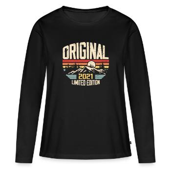 Nostalgisches Geburtstagsgeschenk 2021 2021 - Frauen Premium Bio Langarmshirt - Schwarz - Vorne - Julia (174cm)