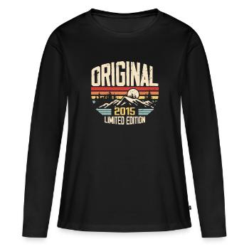 Nostalgisches 2015 Geburtstagsgeschenk 2015 - Frauen Premium Bio Langarmshirt - Schwarz - Vorne - Julia (174cm)