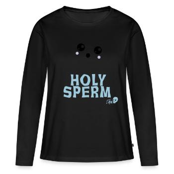 Sperme sacré - T-shirt manches longues Premium bio Femme - noir - Devant - Julia (174cm)