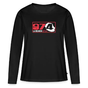 974 La Reunion le la - T-shirt manches longues Premium bio Femme - noir - Devant - Julia (174cm)