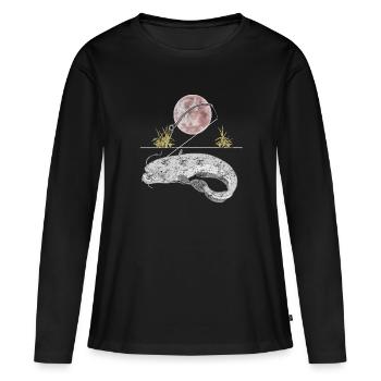 Wels Angeln - Frauen Premium Bio Langarmshirt - Schwarz - Vorne - Julia (174cm)