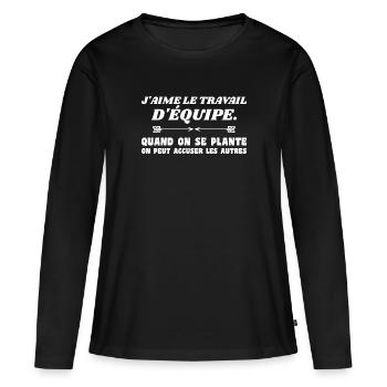 travail d'équipe - T-shirt manches longues Premium bio Femme - noir - Devant - Julia (174cm)