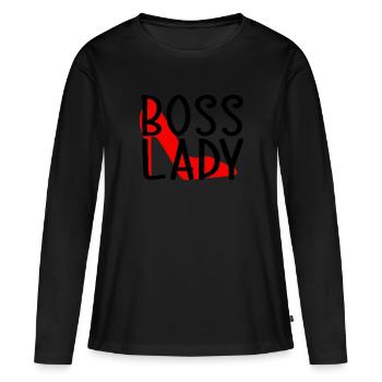 MOMLIFE Mama Design Mutterherz Mutterlieb - Frauen Premium Bio Langarmshirt - Schwarz - Vorne - Julia (174cm)