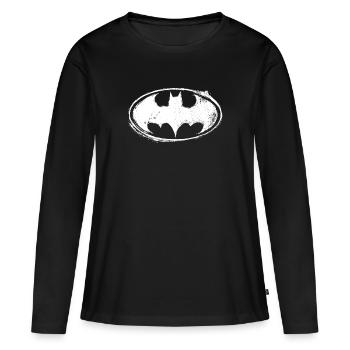 Batman Logo White Chalk - Frauen Premium Bio Langarmshirt - Schwarz - Vorne - Julia (174cm)