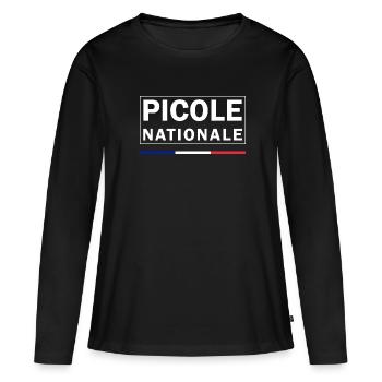 Picole Nationale - T-shirt manches longues Premium bio Femme - noir - Devant - Julia (174cm)