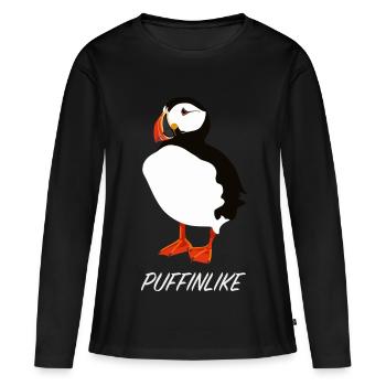 Bouffée Puffin Puffin - T-shirt manches longues Premium bio Femme - noir - Devant - Julia (174cm)