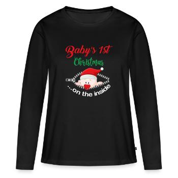 Bébé s 1 er Noël à l intérieur - T-shirt manches longues Premium bio Femme - noir - Devant - Julia (174cm)