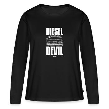 Le diesel est le carburant du diable (blanc) - T-shirt manches longues Premium bio Femme - noir - Devant - Julia (174cm)