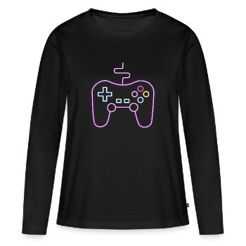 Neon Gamepad Gamer - Women's Premium Organic Long Sleeve Shirt - black - Front - Julia (174cm)