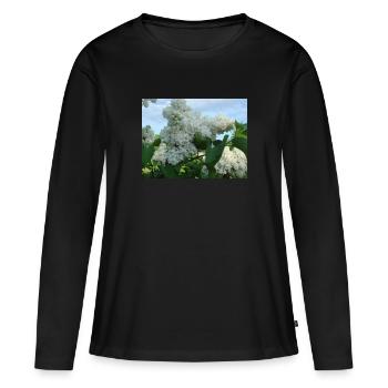 Lilas farci blanc - T-shirt manches longues Premium bio Femme - noir - Devant - Julia (174cm)