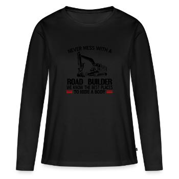 constructeurs de routes - T-shirt manches longues Premium bio Femme - noir - Devant - Julia (174cm)
