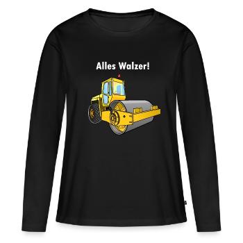 Dampfwalze, Alles Walzer, niederwalzen, Straßenbau - Frauen Premium Bio Langarmshirt - Schwarz - Vorne - Julia (174cm)