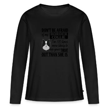 Border Collie - T-shirt manches longues Premium bio Femme - noir - Devant - Julia (174cm)