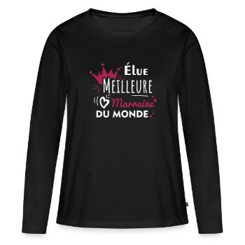 meilleure marraine du monde,cadeau marraine - T-shirt manches longues Premium bio Femme - noir - Devant - Julia (174cm)