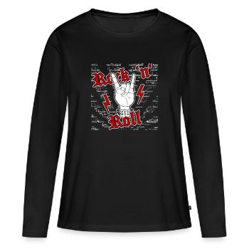 Rock n Roll - T-shirt manches longues Premium bio Femme - noir - Devant - Julia (174cm)