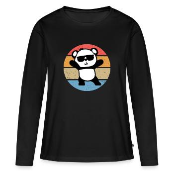 Panda Cool lunettes de soleil rétro Vintage cadeau - T-shirt manches longues Premium bio Femme - noir - Devant - Julia (174cm)