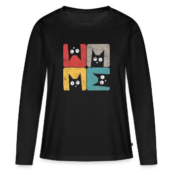 Quatre chats noirs fous regardez stupides - T-shirt manches longues Premium bio Femme - noir - Devant - Julia (174cm)