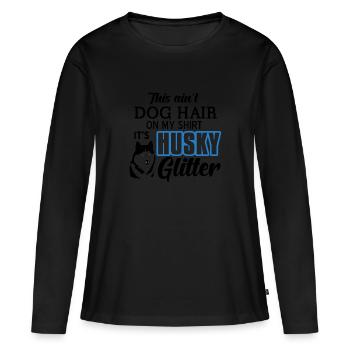 Husky sibérien - T-shirt manches longues Premium bio Femme - noir - Devant - Julia (174cm)